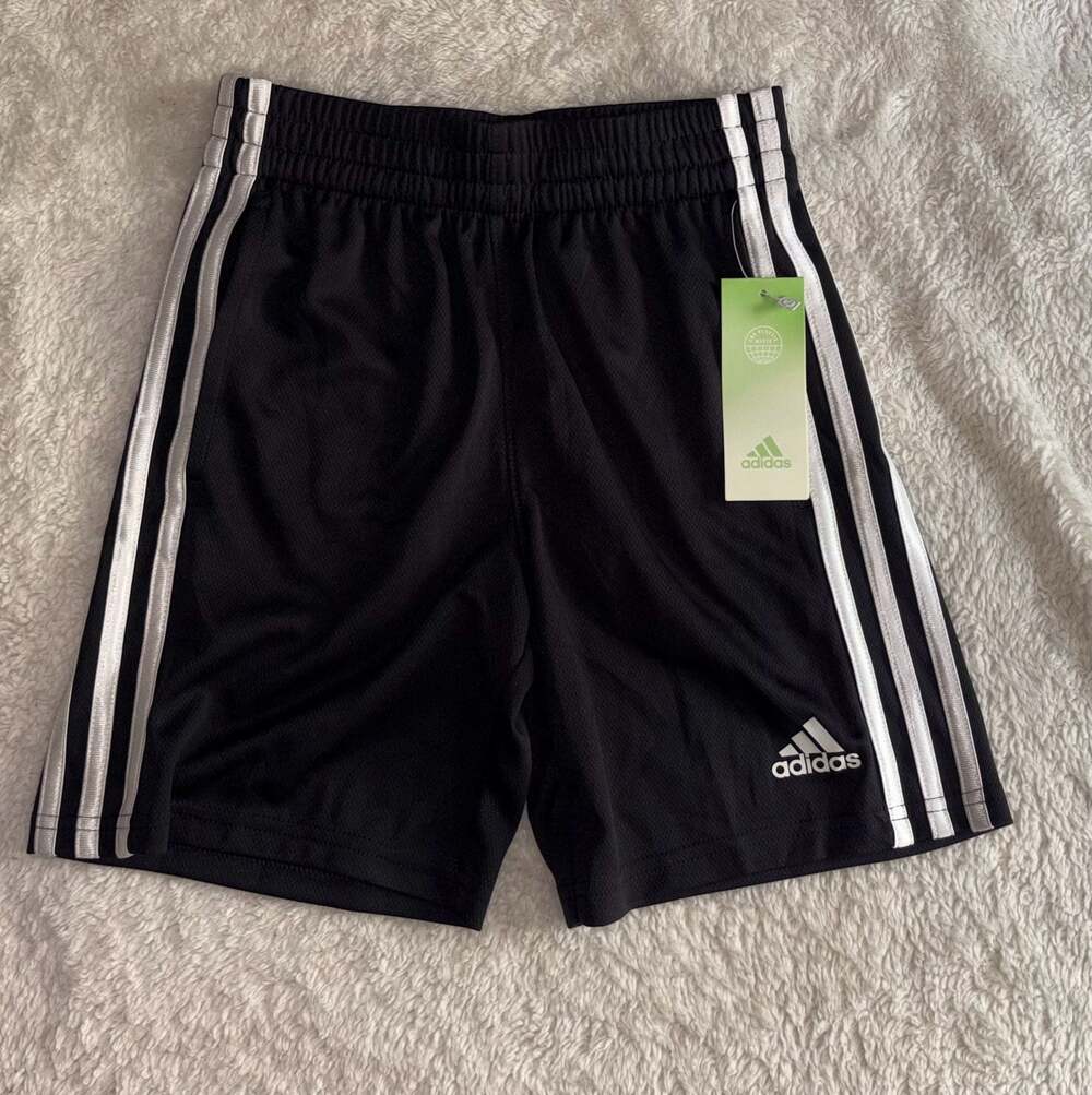 Adidas Boys 3-Stripes Athletic Shorts Size 8 NWT